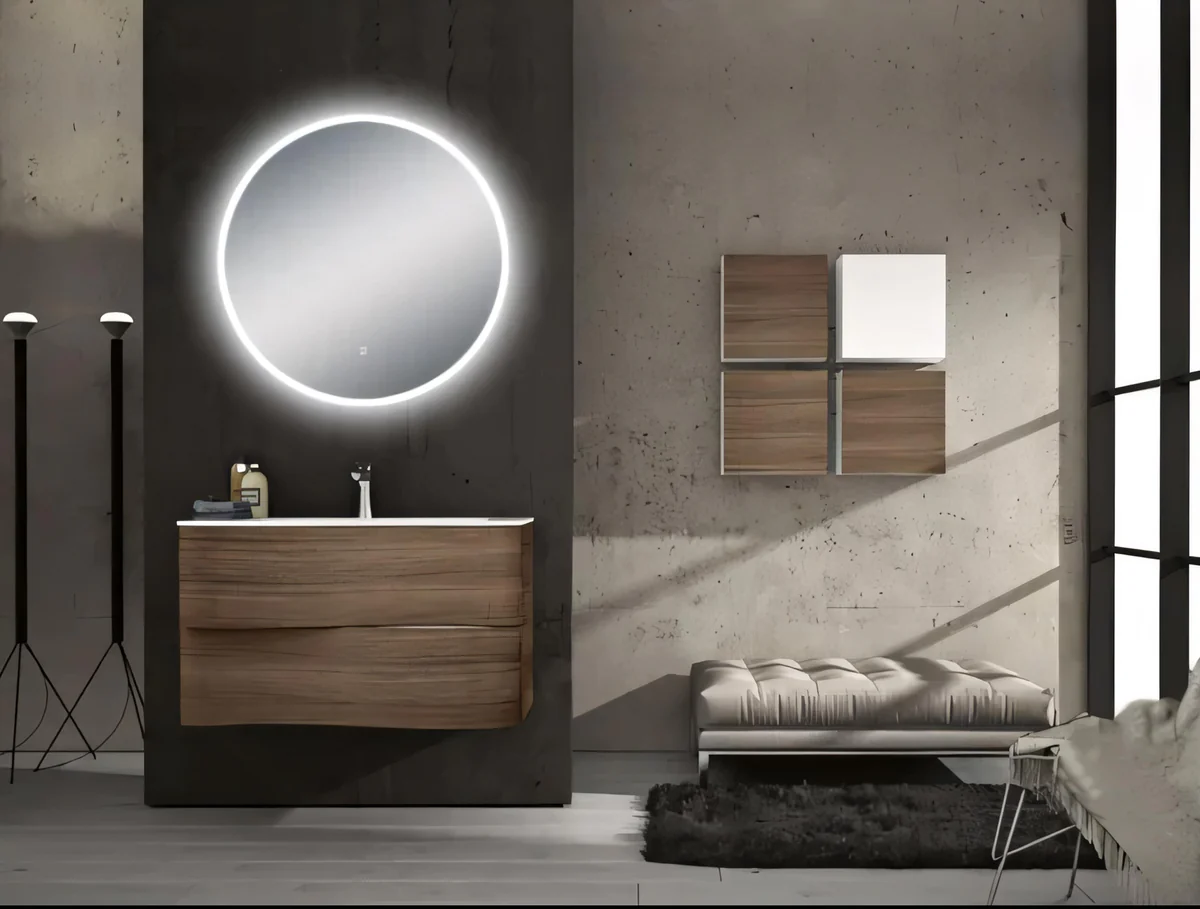 600mm Round 3 Color Lighting Frontlit Acrylic LED Mirror Touch Sensor Switch Defogger Pad Wall Mounted