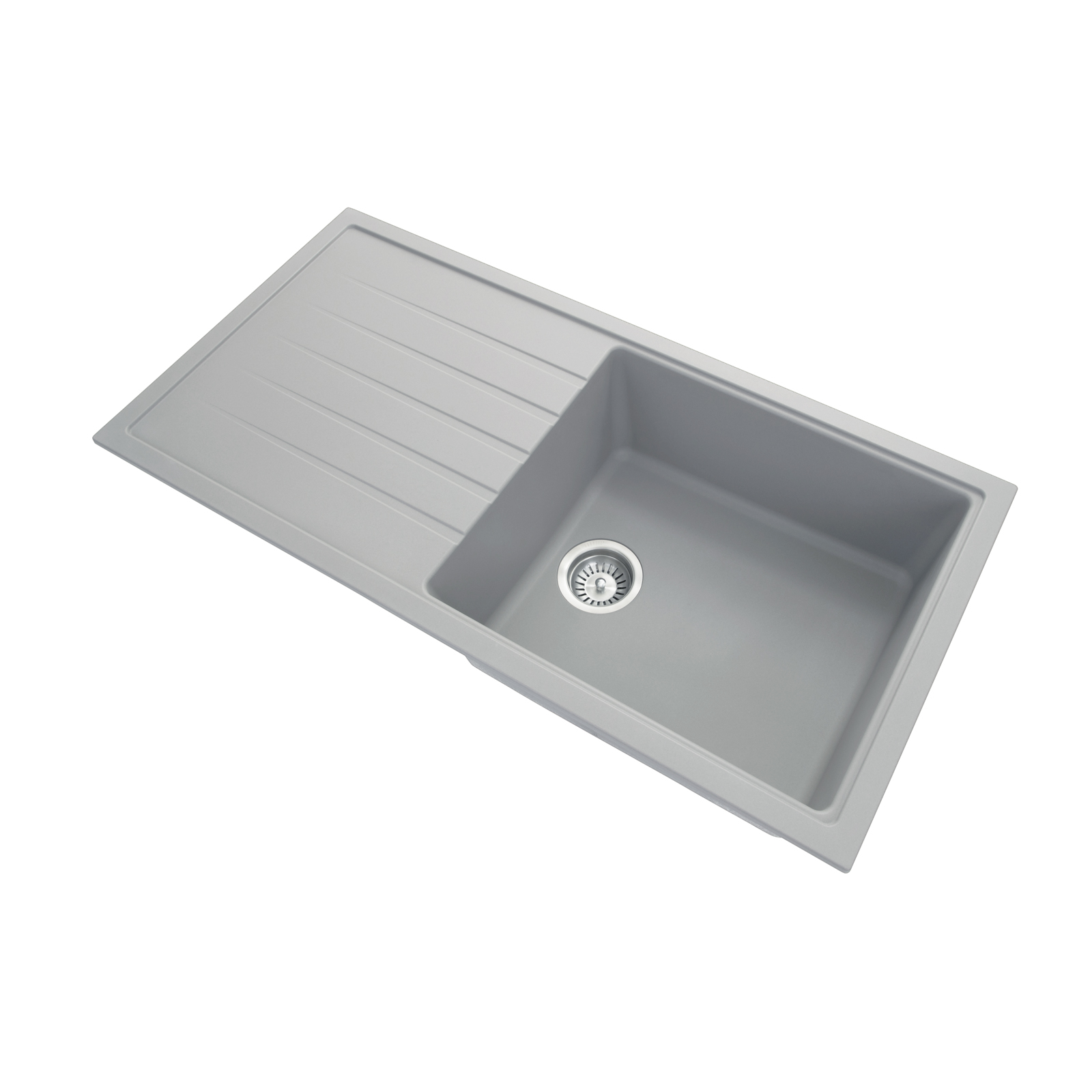Concrete Grey Carysil Vivaldi D-100L Granite Single Bowl with Drain Board Stone Kitchen Sink 1000*500mm