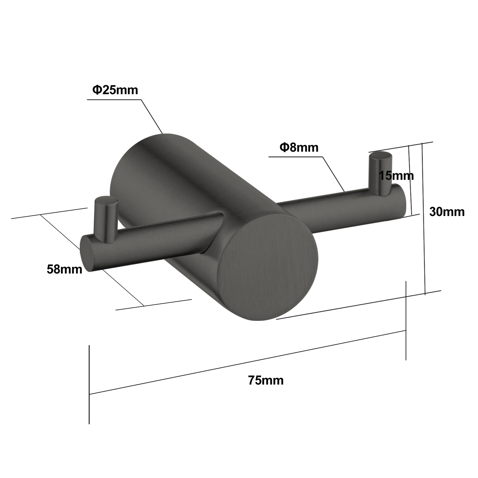 Aquaperla Gun Metal Grey Robe Hook