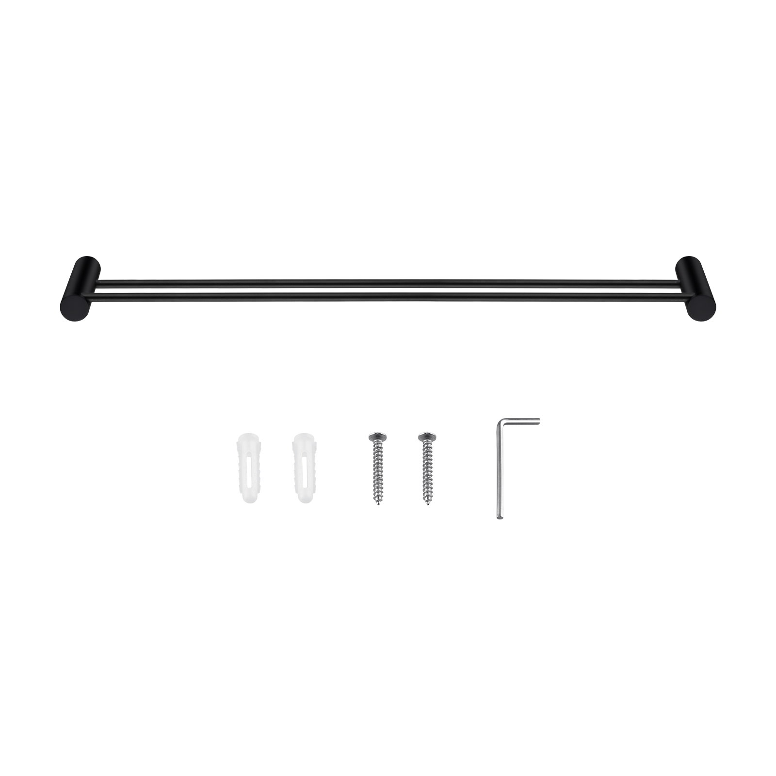 Aquaperla Black Double Towel Rail 600mm