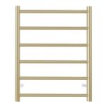 Inspire Round Stainless Steel Brushed Gold Electric Heated Towel Rack 6 Bars Universal Inlet