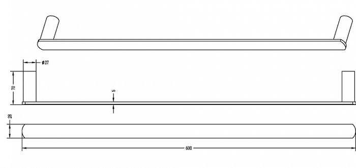 Vetto 600mm Single Towel Rail