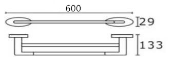 Inspire Roul Slimline 600mm Solid Brass Double Towel Rail