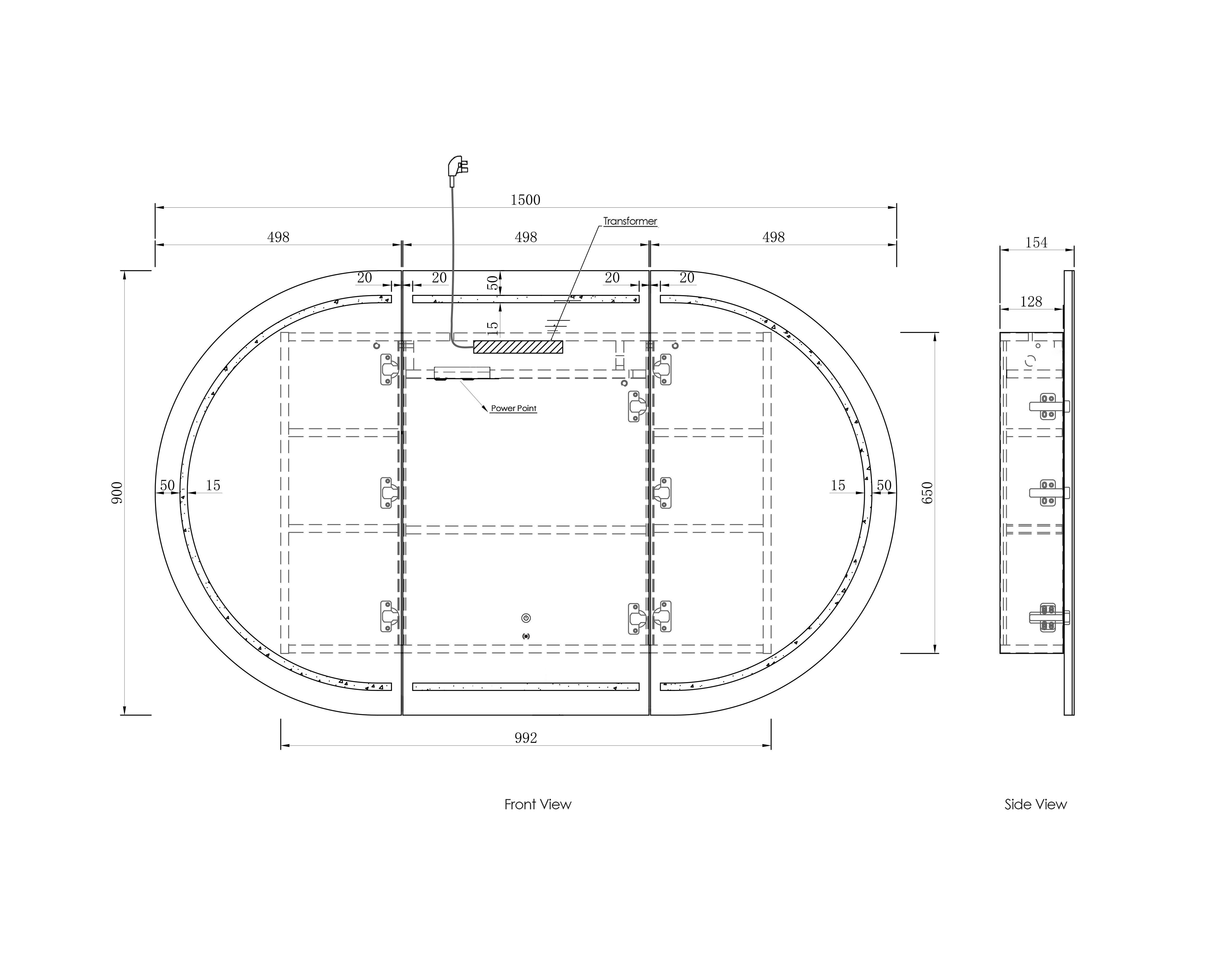 LED Bondi 1500(W)x900(H) Black Oak Shaving Cabinet - Premium Edition