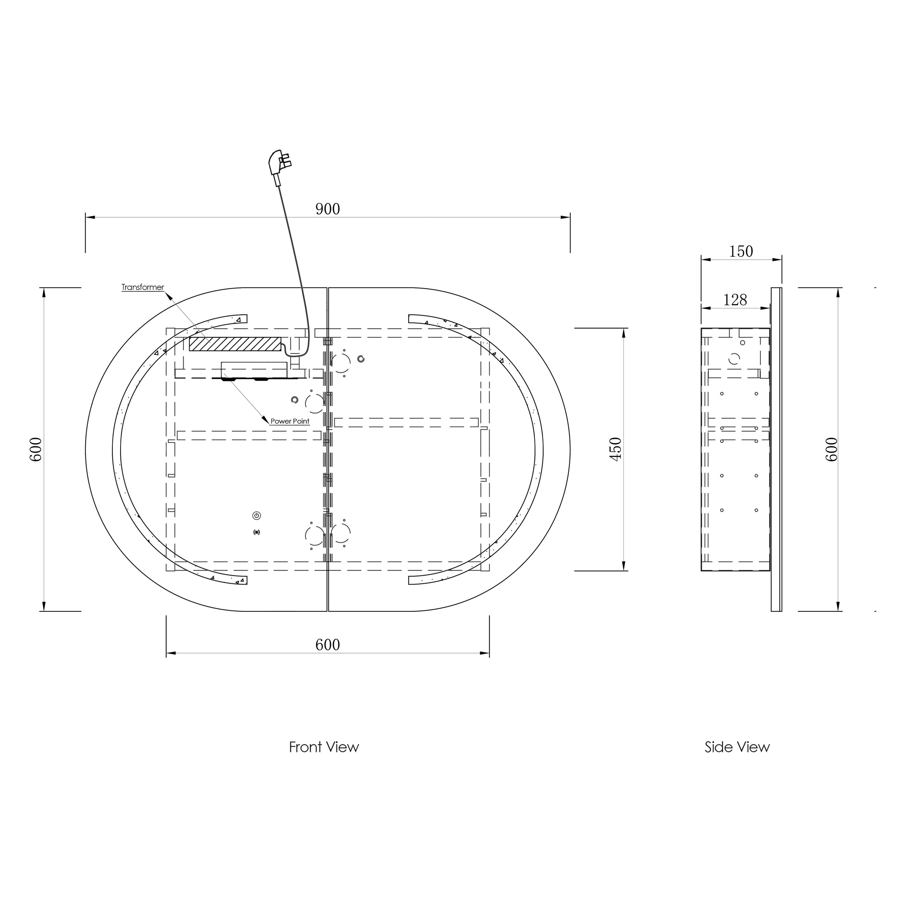 LED Bondi 900(W)x600(H) Black Oak Shaving Cabinet - Premium Edition