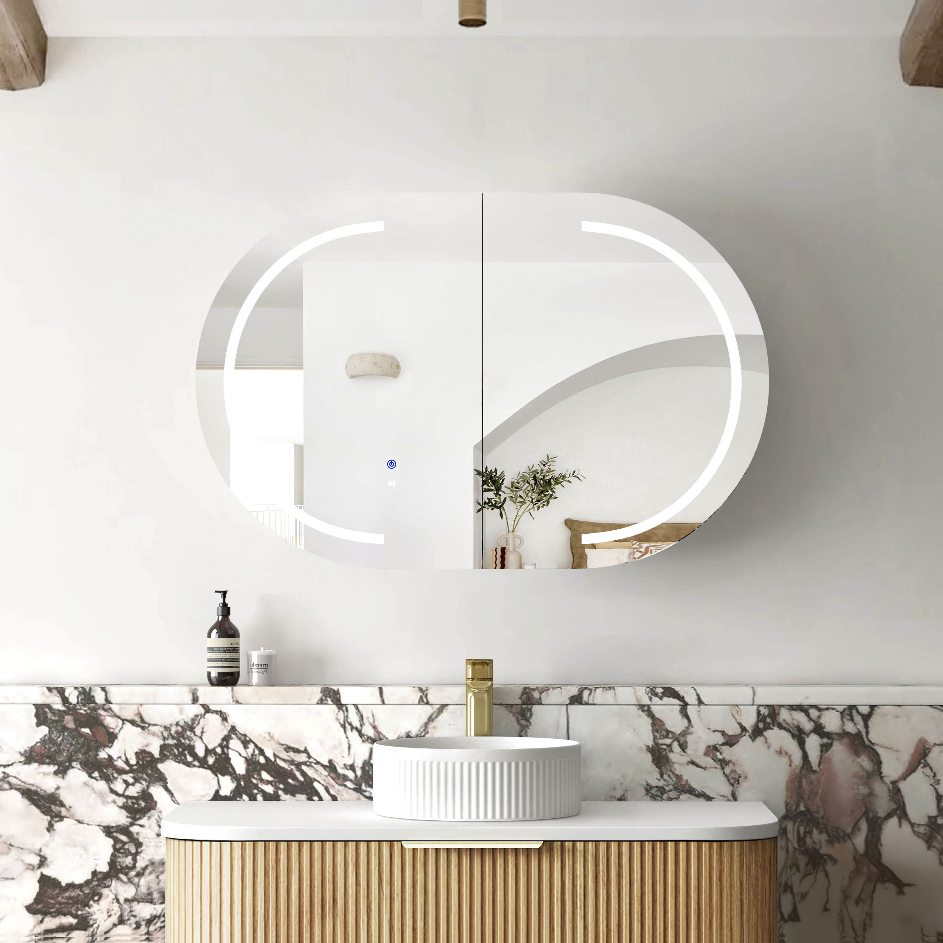 LED Bondi 900(W)x600(H) White Shaving Cabinet - Premium Edition