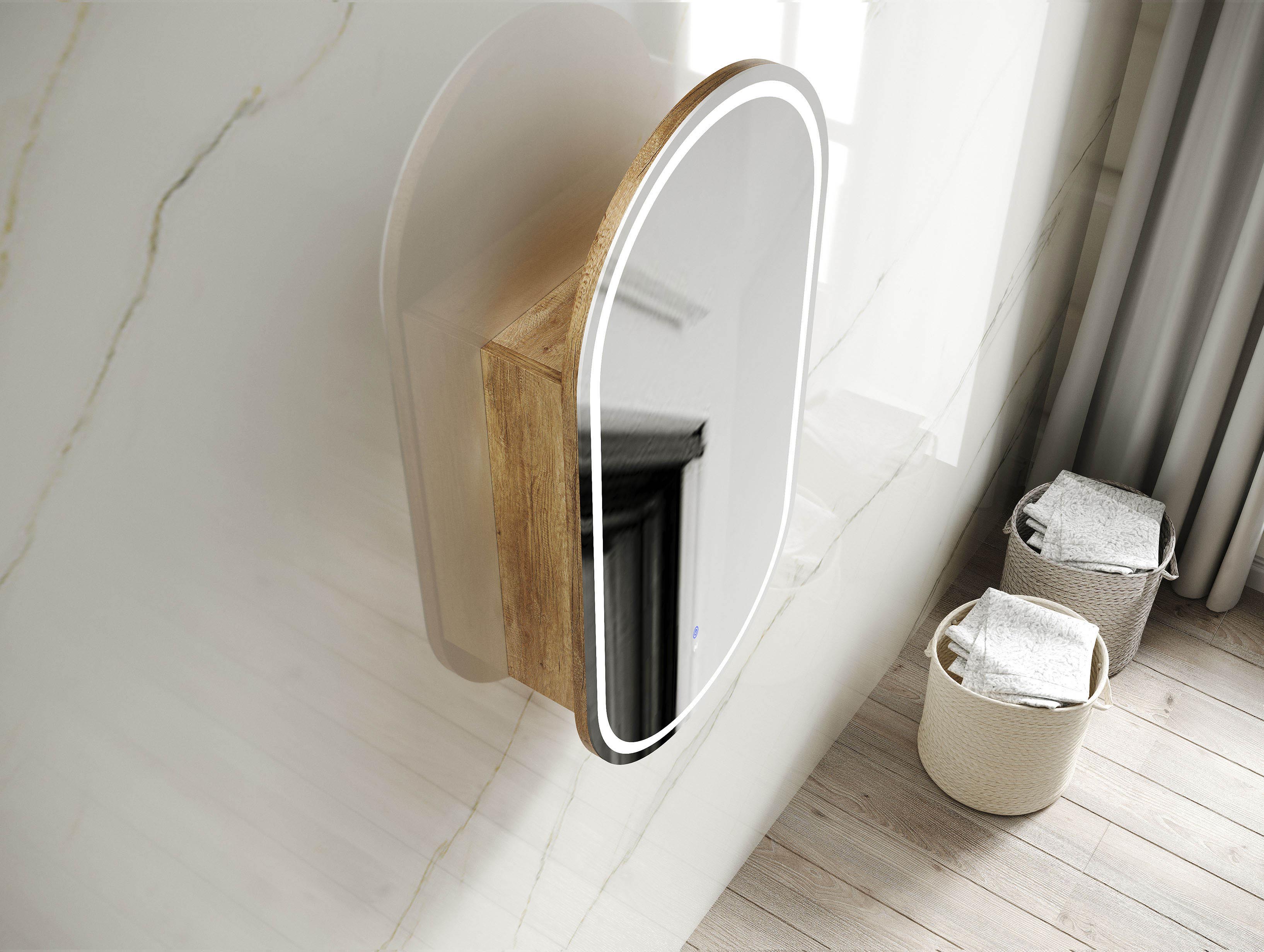 LED Noosa 900(H)x450(W) Natural Oak Shaving Cabinet - Premium Edition