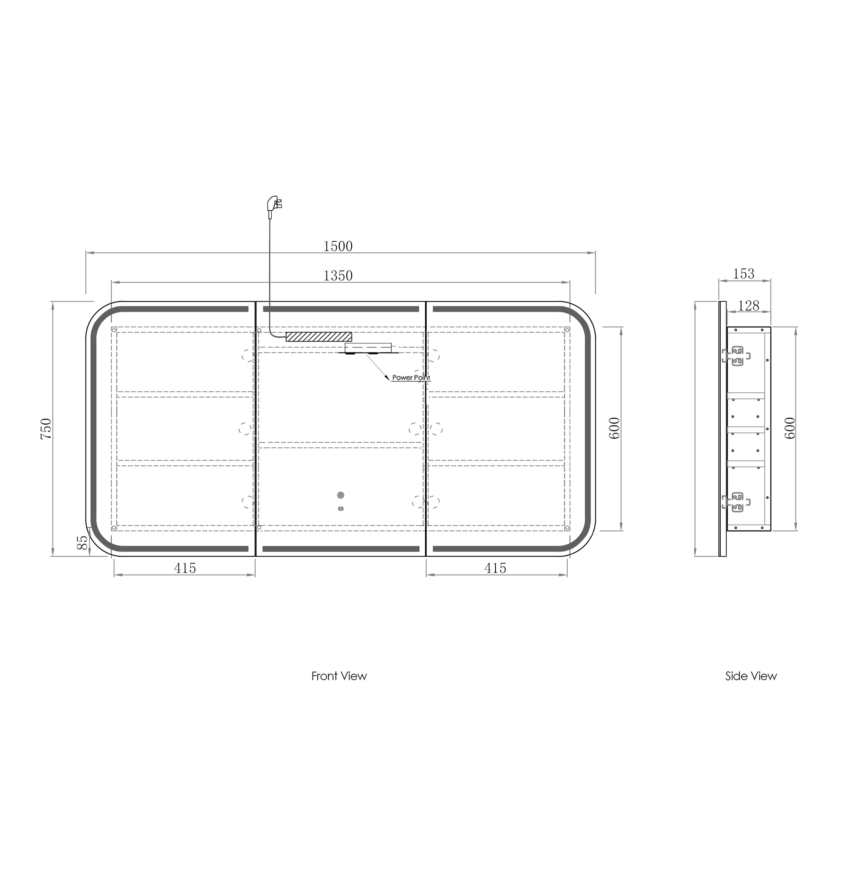 LED Newport 1500(W)x750(H) Natural Oak Shaving Cabinet - Premium Edition