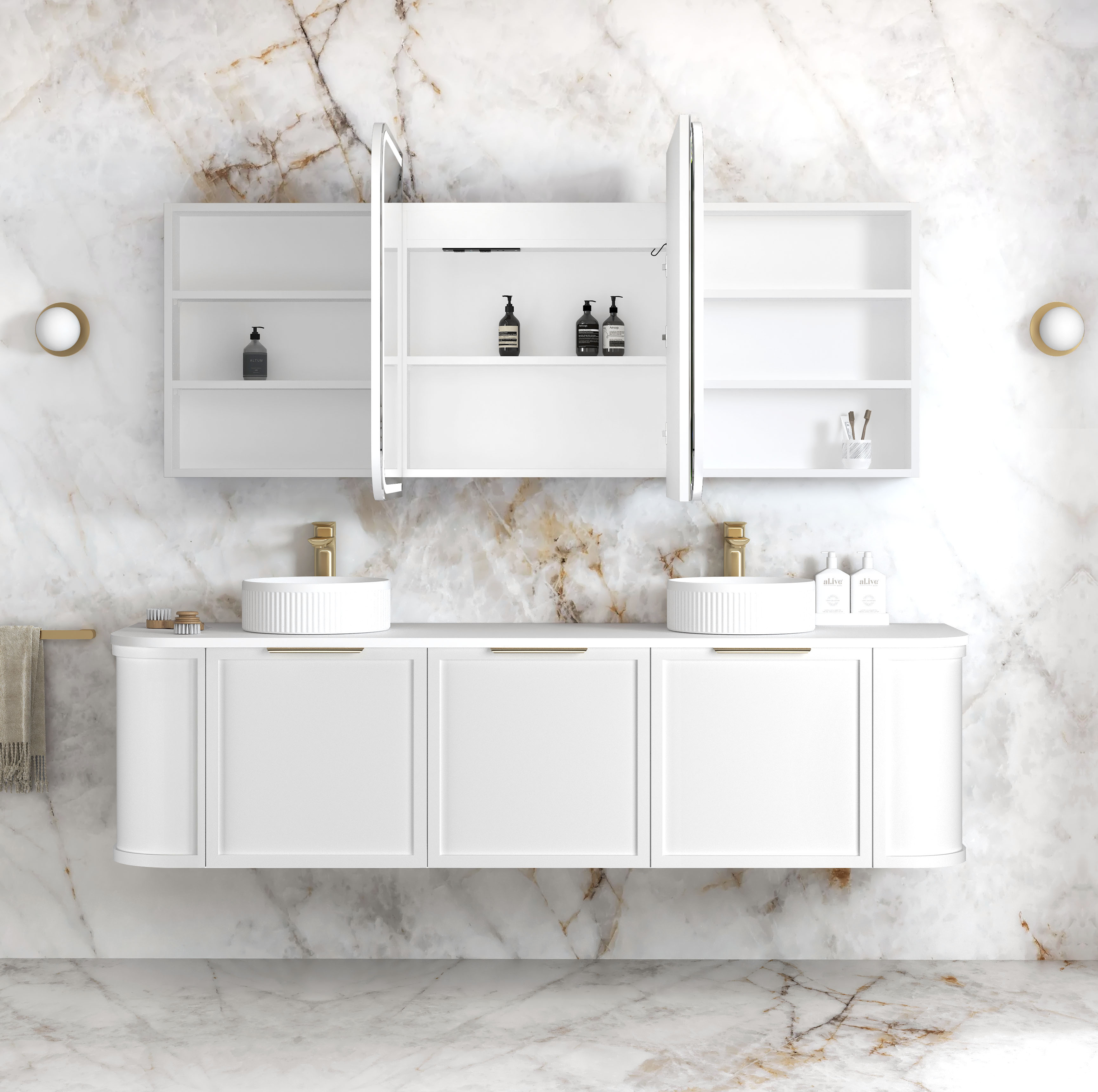 LED Newport 1800(W)x750(H) Matte White Shaving Cabinet - Premium Edition