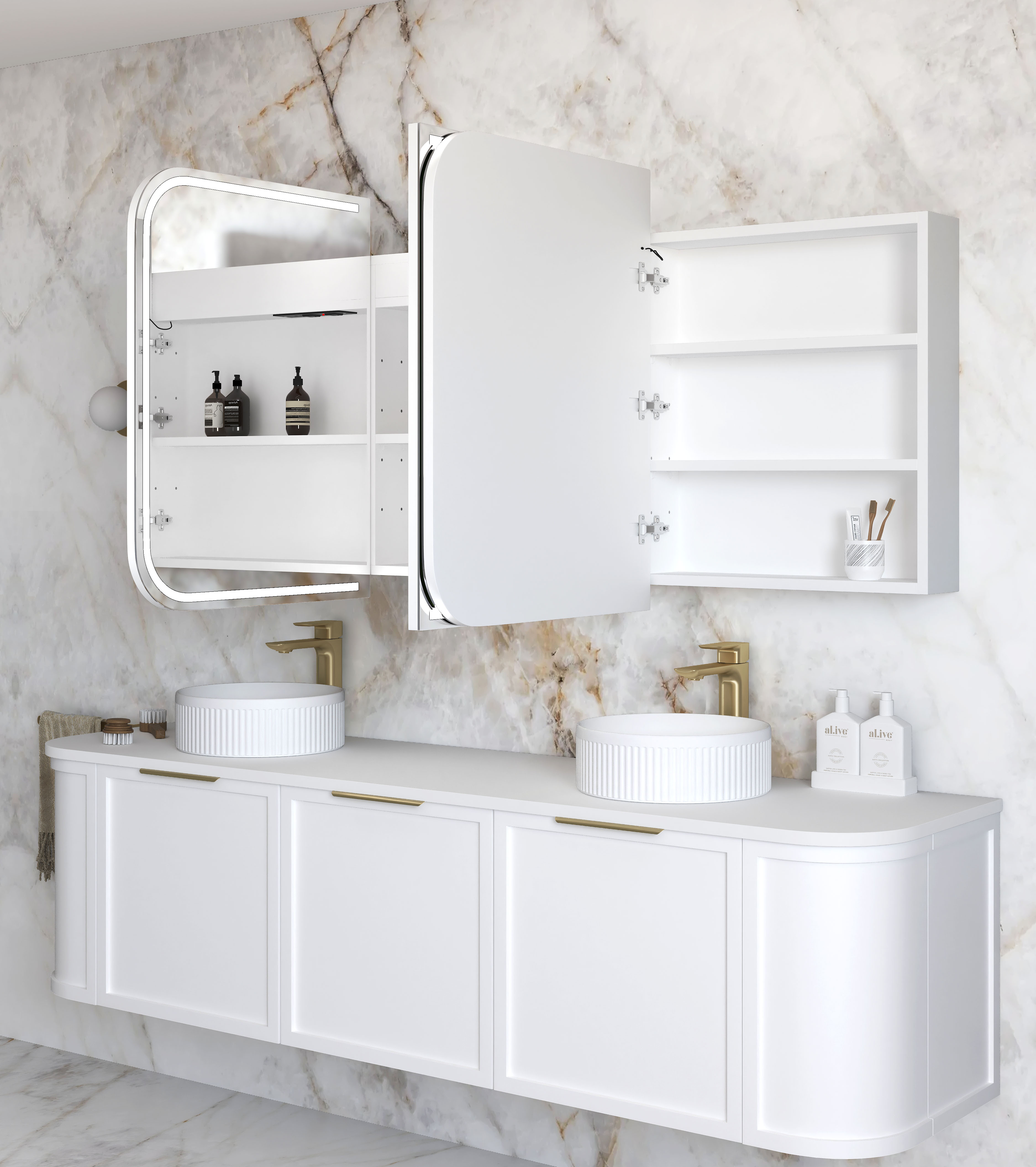 LED Newport 1800(W)x750(H) Matte White Shaving Cabinet - Premium Edition