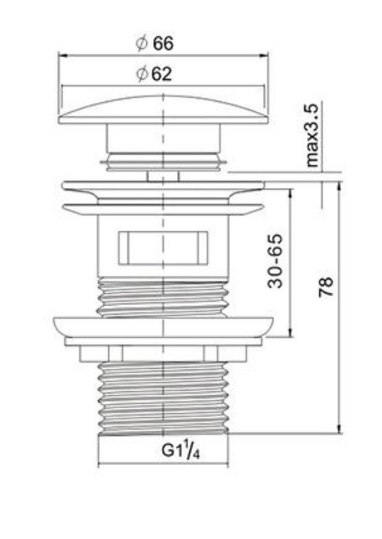 BASIN 32MM CBLACK POP UP WASTE WITH OVERFLOW