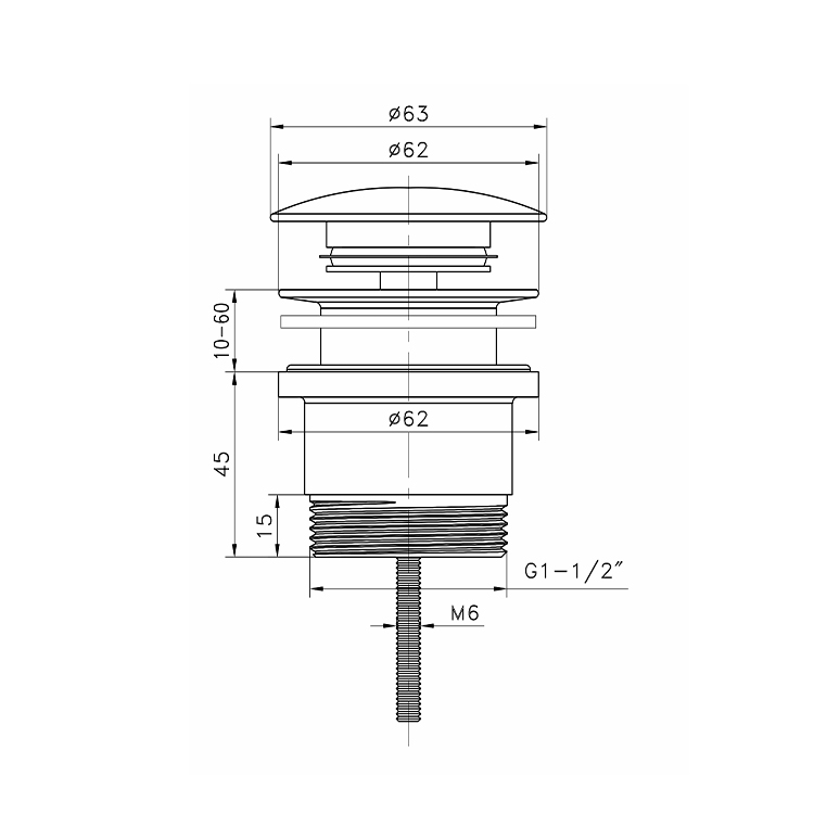 UNIVERSAL POP UPPULLOUT WASTE 32MM40MM MATTE BLACK