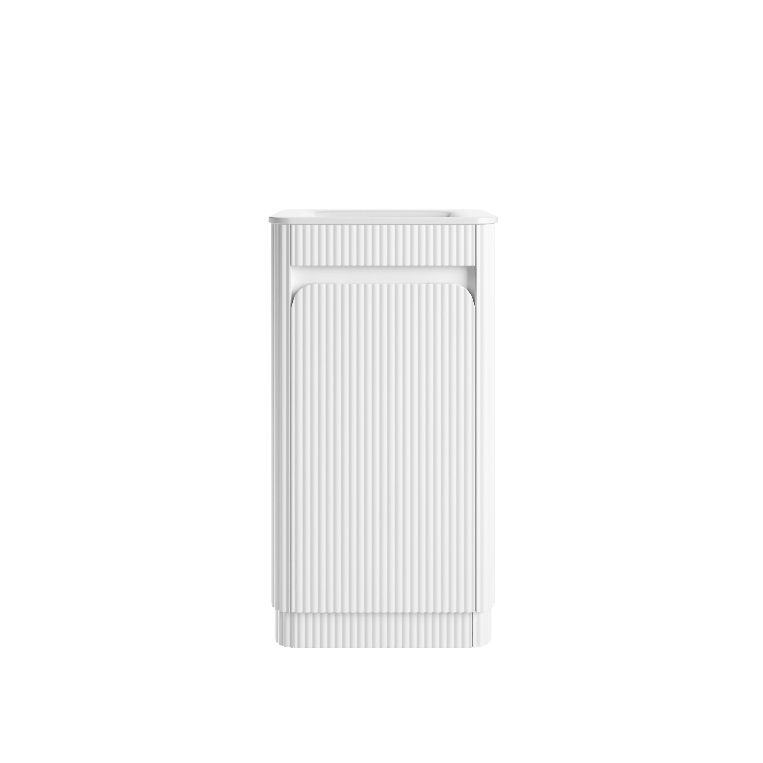 Mini Hartelle Fluted Floor Standing Matte White Cabinet