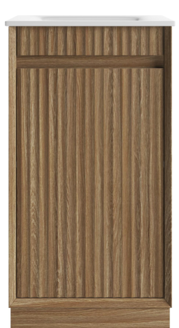 Mini Ravia Fluted Floor Standing Harvest Oak Cabinet