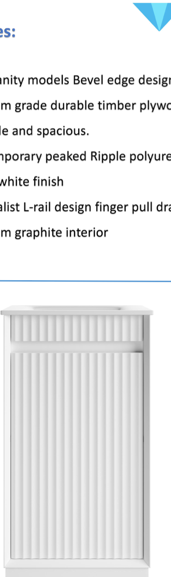 Mini Ravia Fluted Floor Standing Matte White Cabinet