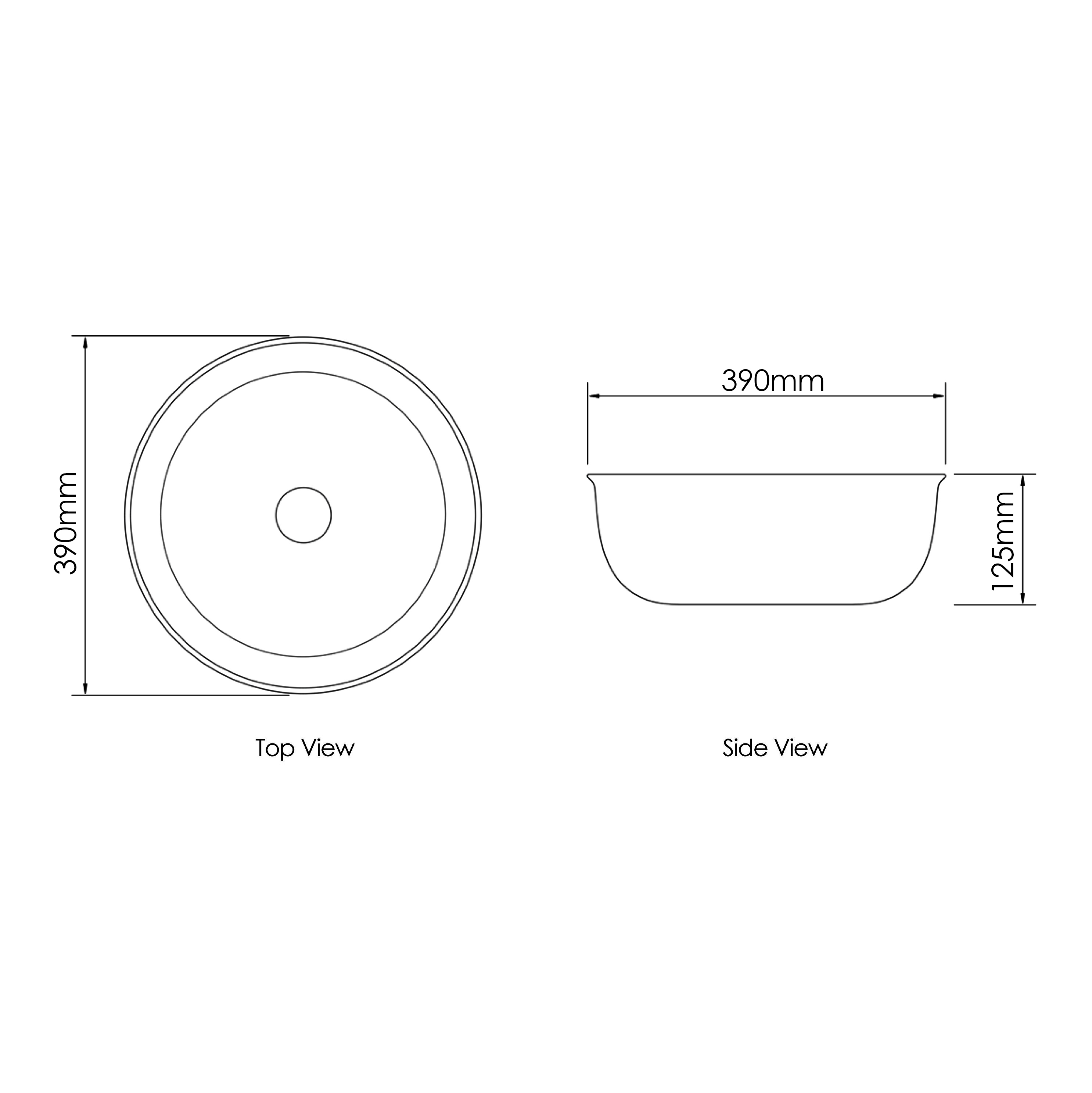 BRONTE ROUND 390X390X130 GLOSS WHITE BASIN