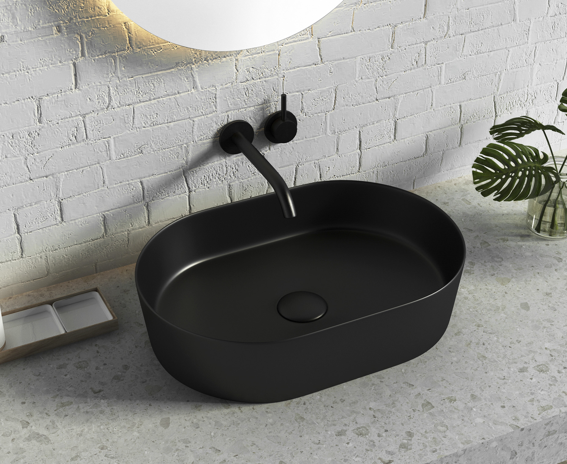QUAY OVAL 500X330X120 MATTE BLACK BASIN