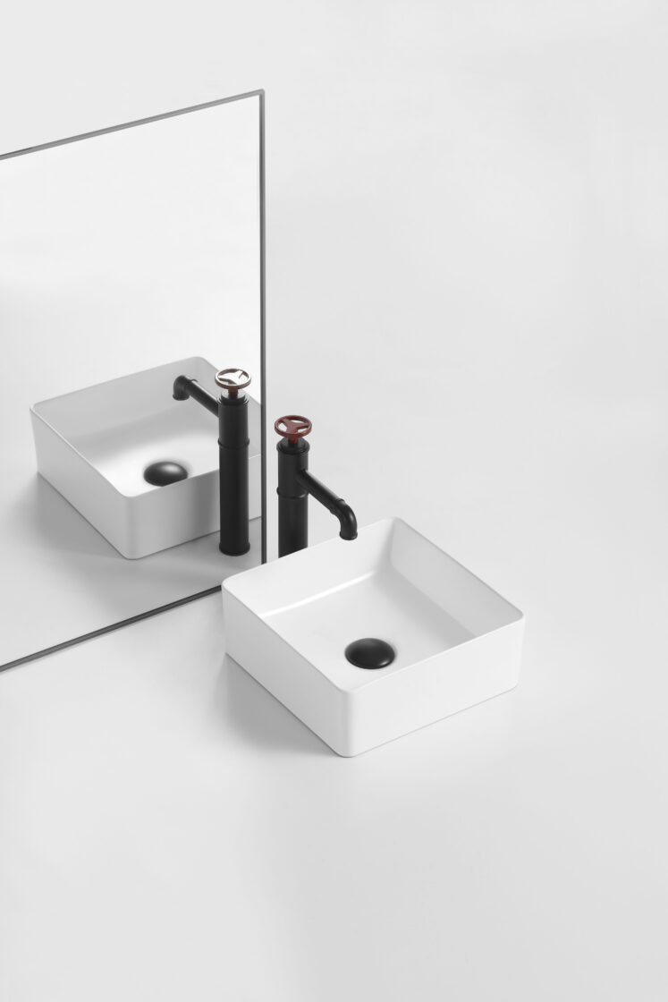CLEARANCE 488 Square Gloss White Ceramic Above Counter Basin