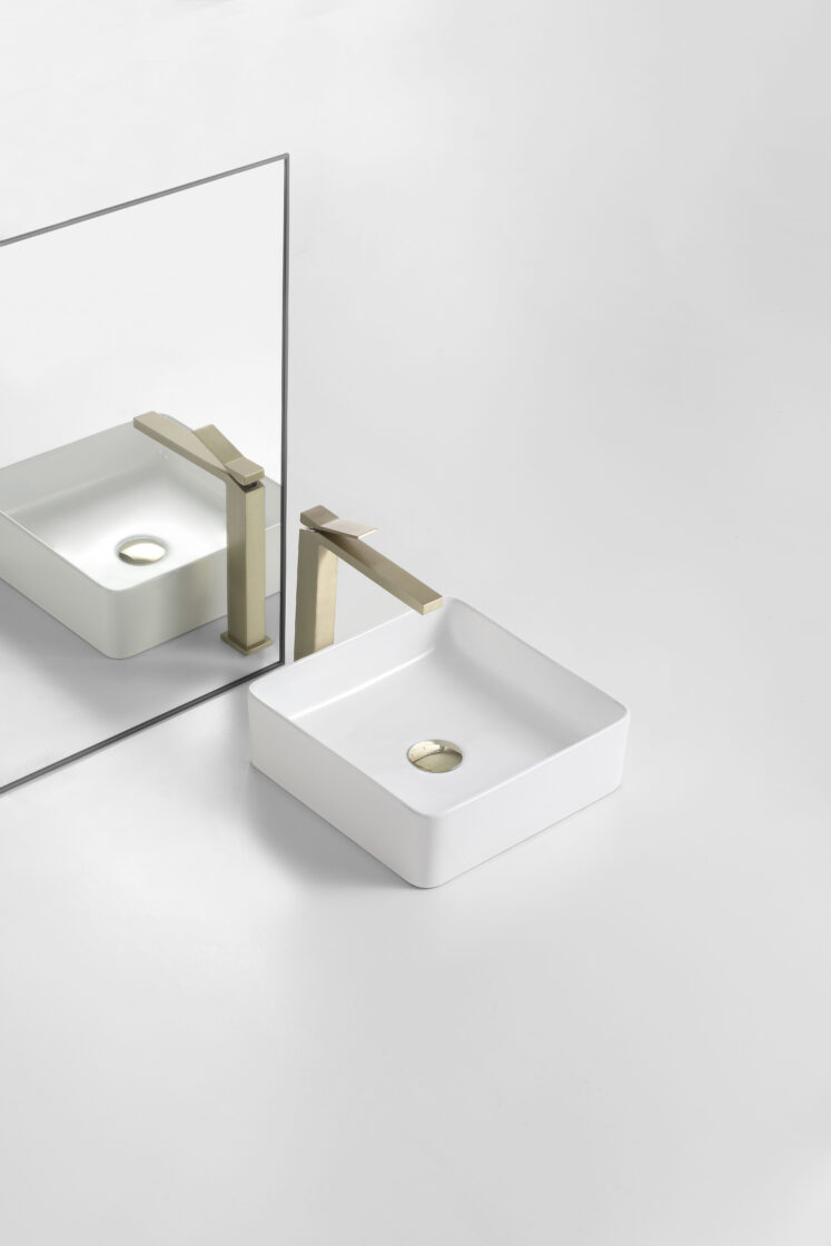 CLEARANCE 488 Square Matt White Ceramic Above Counter Basin