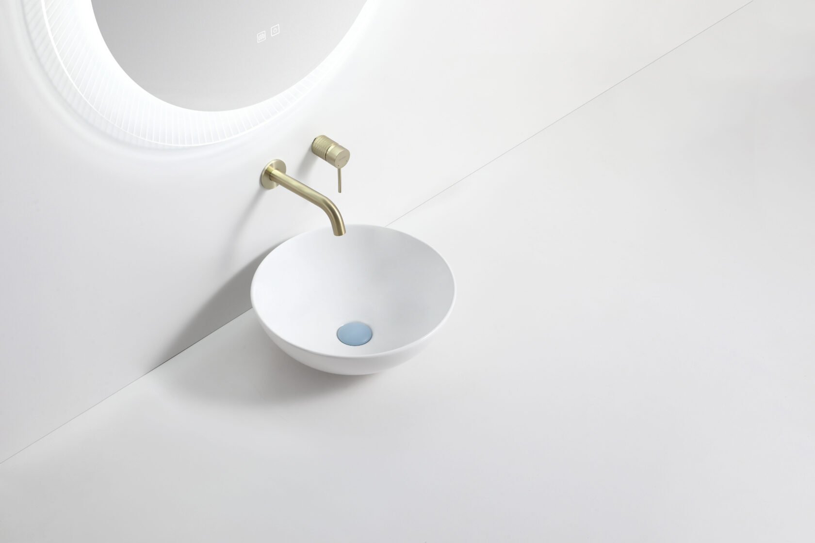 Riva 601C Round Gloss White Ceramic Above Counter Basin