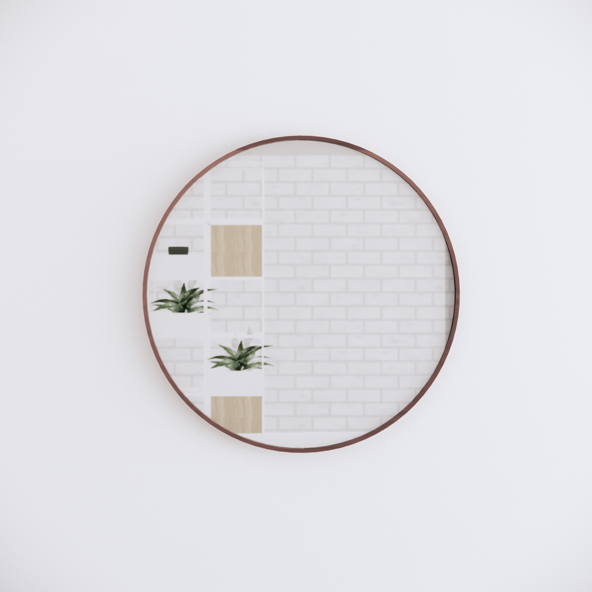 Brushed Copper Framed Round 800/600mm Mirror Wall Mounted - ME6060R-BC 600x600mm
