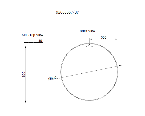 Brushed Copper Framed Round 800/600mm Mirror Wall Mounted - ME6060R-BC 600x600mm