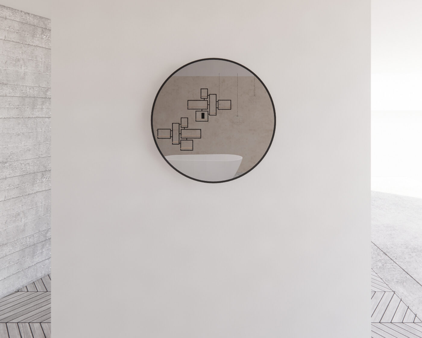 Black Framed Round 800/600mm Mirror Wall Mounted - ME6060R-BF 600x600mm
