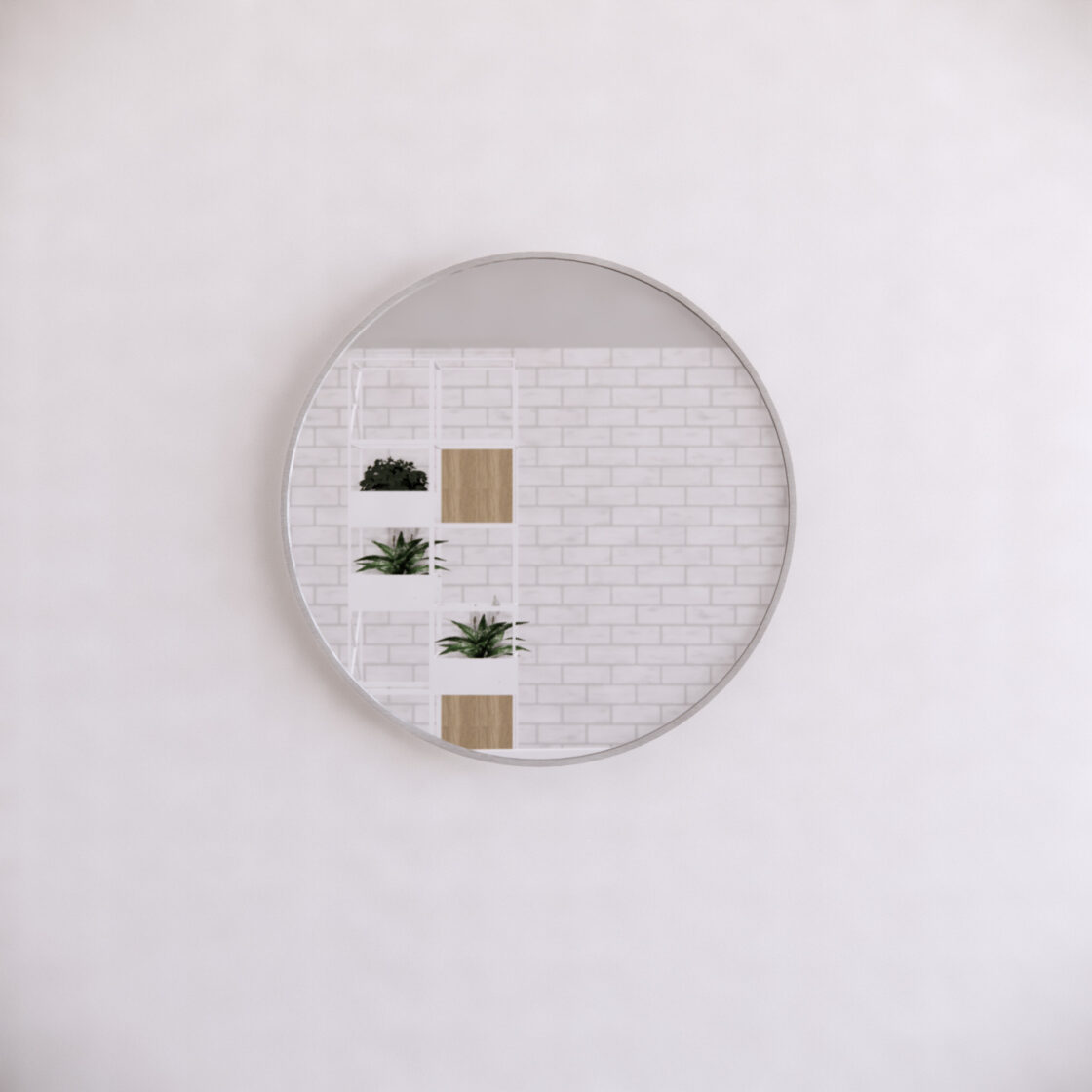 Brushed Nickel Framed Round 800/600mm Mirror Wall Mounted - ME8080R-BN 800x800mm