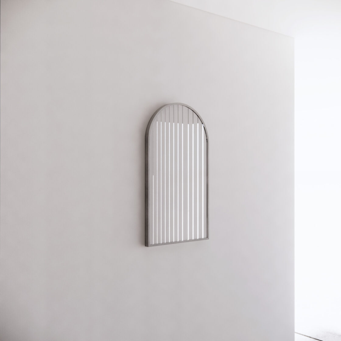 Brushed Nickel Framed Arch 450/600mm Mirror Wall Mounted - ME-AR2-8045BN 450x800mm