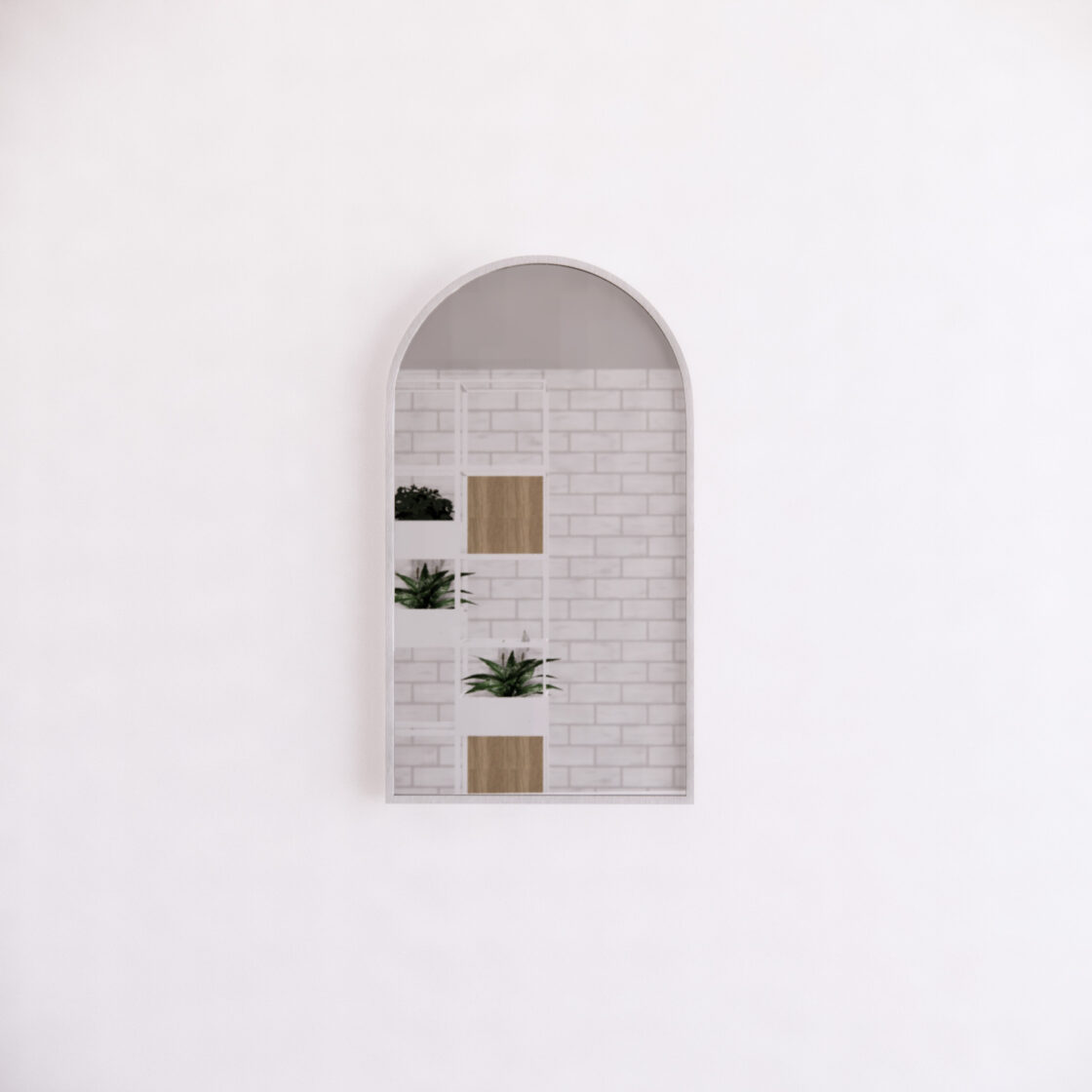 Brushed Nickel Framed Arch 450/600mm Mirror Wall Mounted - ME-AR2-9060BN 900x600mm