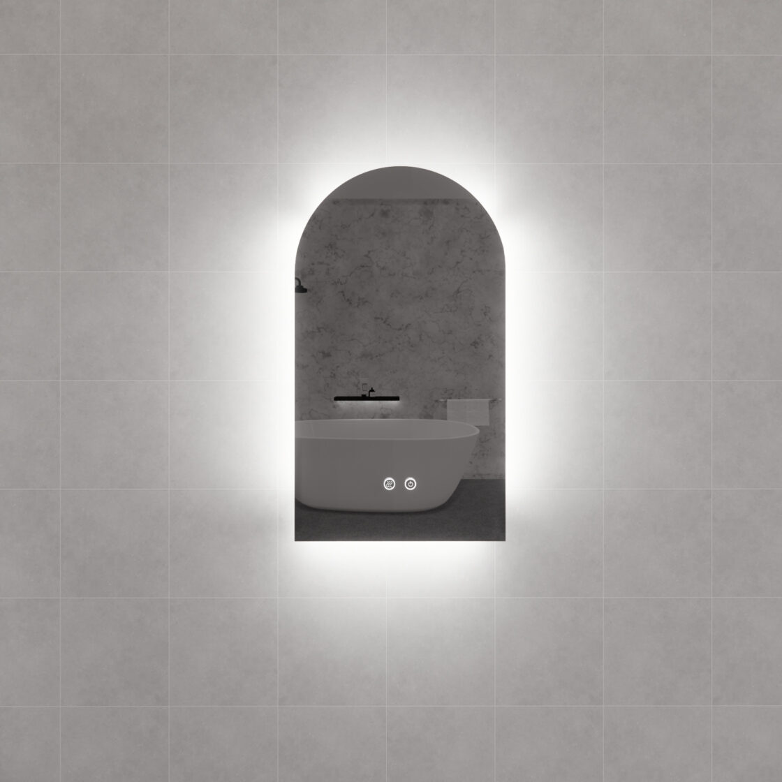 AR1 800x450mm Three Colors Backlit Arch LED Mirror