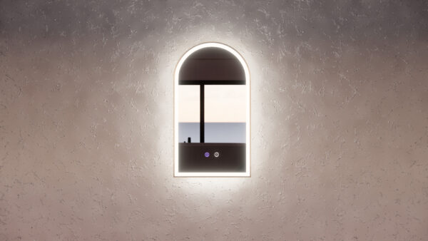 Riva Brushed Gold Framed AR2 LED Mirror Arch 900x600mm - MLED-AR2-8045GF 800x450mm