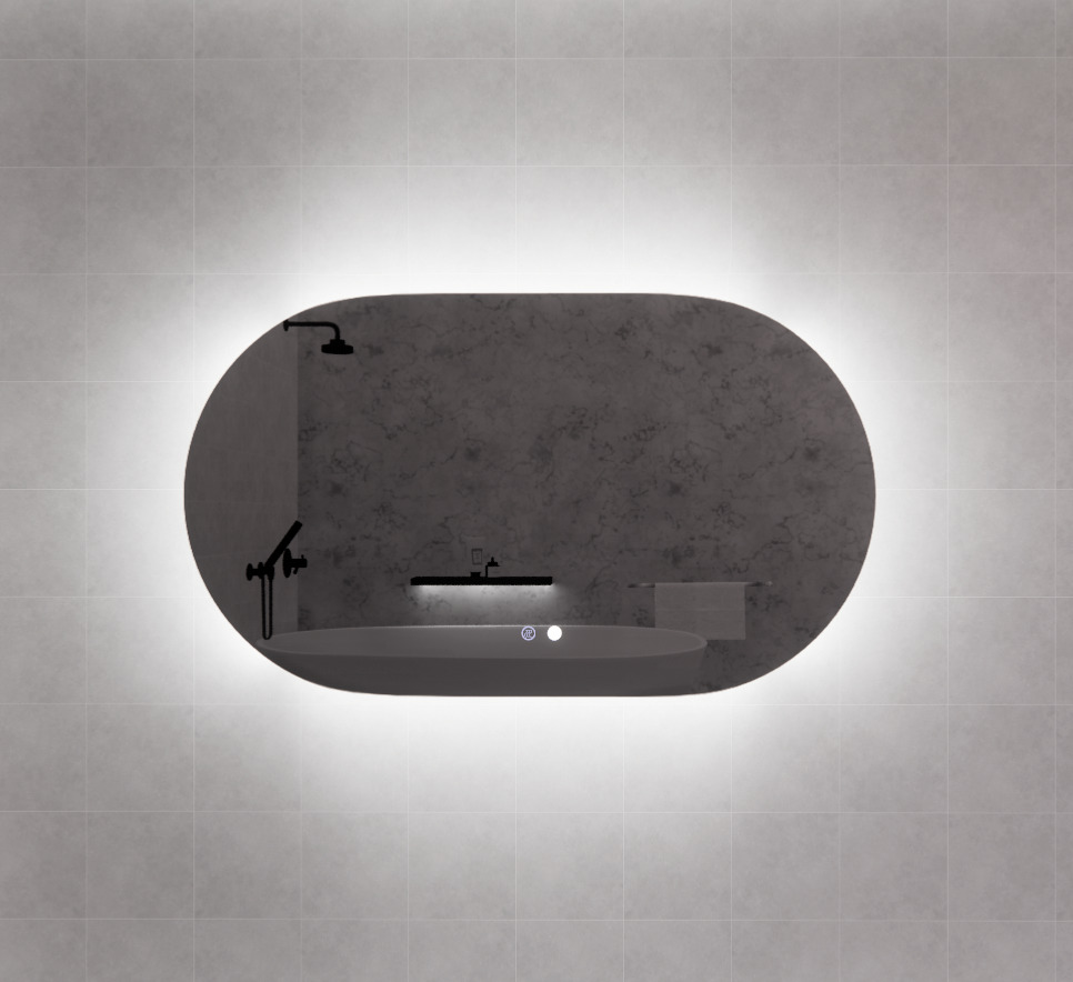 O2 1200x700mm Three Colors Oval Backlit LED Mirror