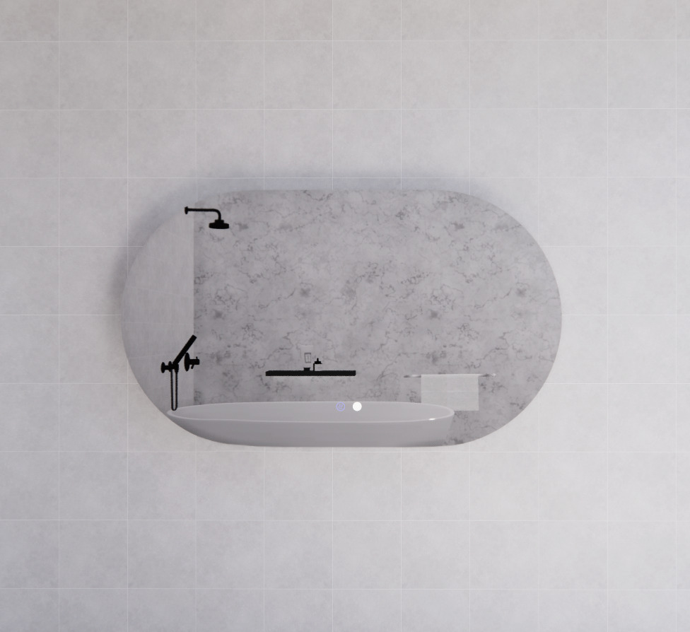 O2 1200x700mm Three Colors Oval Backlit LED Mirror