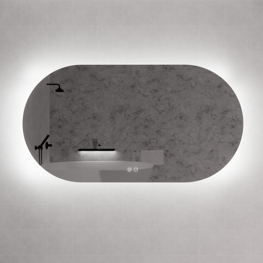 O2 1500x800mm Three Colors Oval Backlit LED Mirror