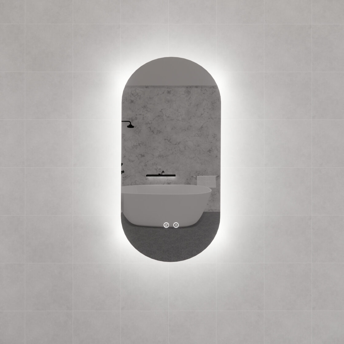 O2 900x450mm Three Color Lights Oval Backlit LED Mirror