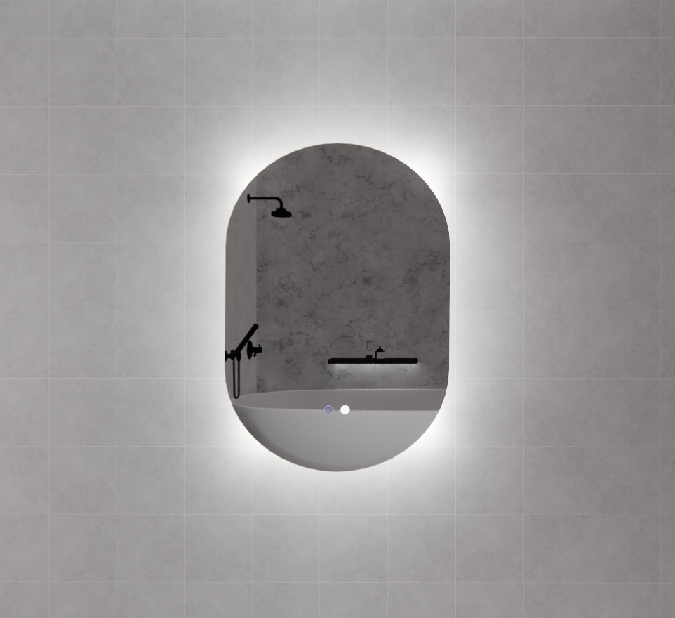 O2 900x600mm Three Colors Oval Backlit LED Mirror