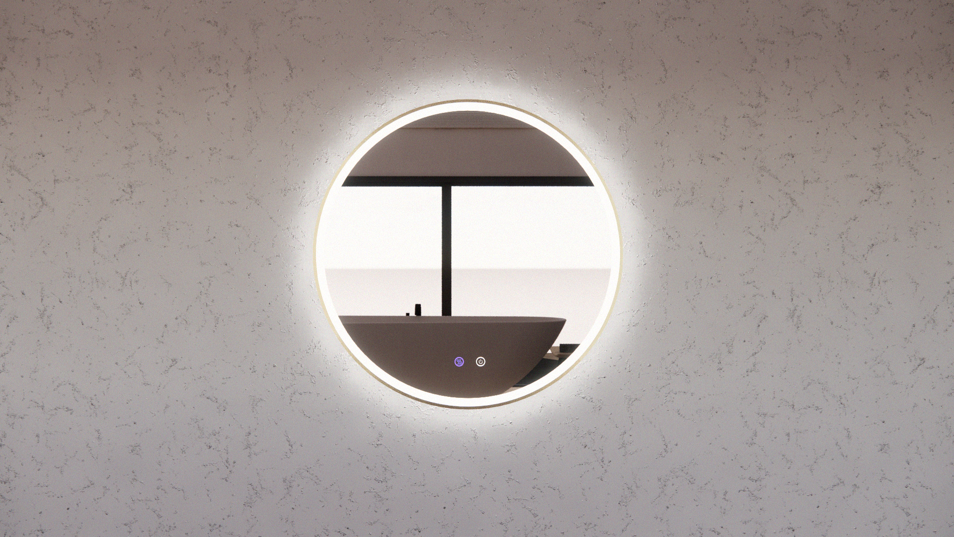 Riva Brushed Gold Framed R3 LED Mirror Round with Easy Hooks and Dimmer - MLED-R3-8080GF 800x800mm