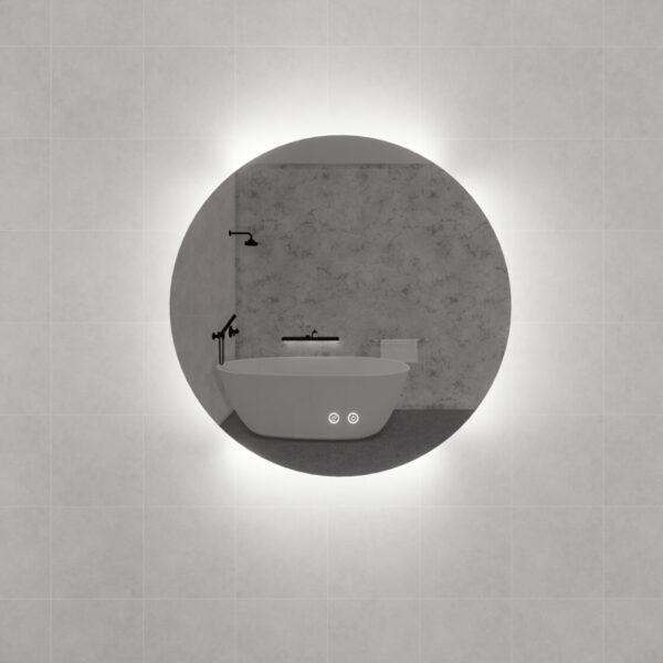 R4 Three Color Lights Backlit Round LED Mirror, with Defogging Function, Easy Hook - MLED-R4-6060 600x600mm