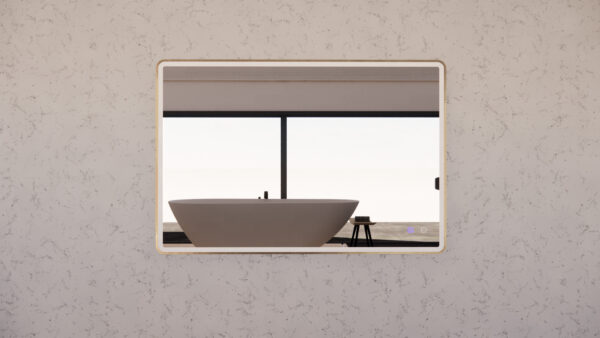 Riva Brushed Gold Framed S4 LED Mirror 600/750/900/1200/1500mm Rectangle Square with Easy Hooks and Dimmer - MLED-S4-1280GF