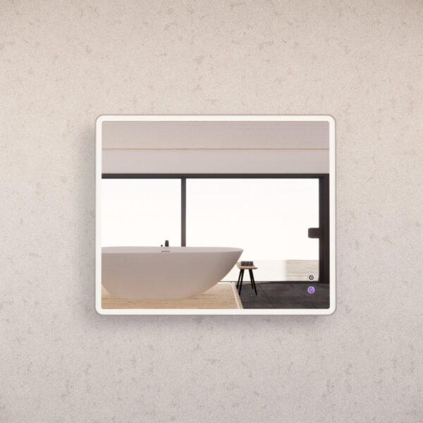 Brushed Nickel Framed S4 LED Mirror 600/750/900/1200/1500mm Rectangle Square with Easy Hooks and Dimmer - MLED-S4-9075BN 900x750mm