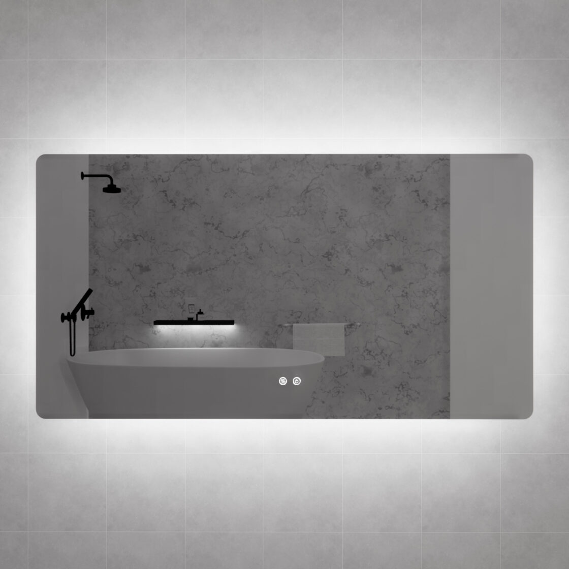 S5 Three Color Lights Backlit Rectangle Square LED Mirror, with Defogging Function, Easy Hook - MLED-S5-1580 1500x800x45mm