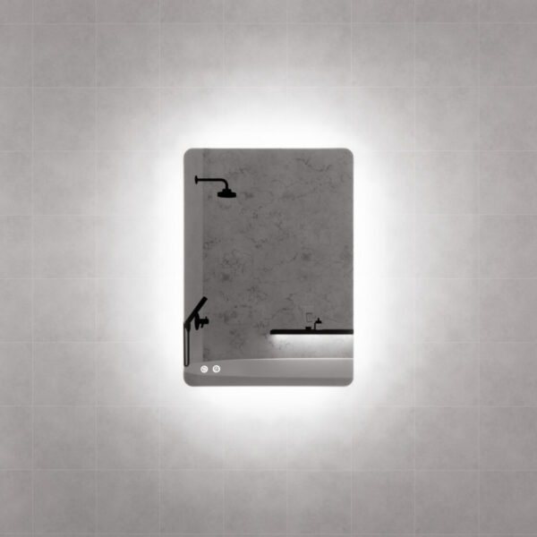 S5 Three Color Lights Backlit Rectangle Square LED Mirror, with Defogging Function, Easy Hook - MLED-S5-5070 500x700x45mm
