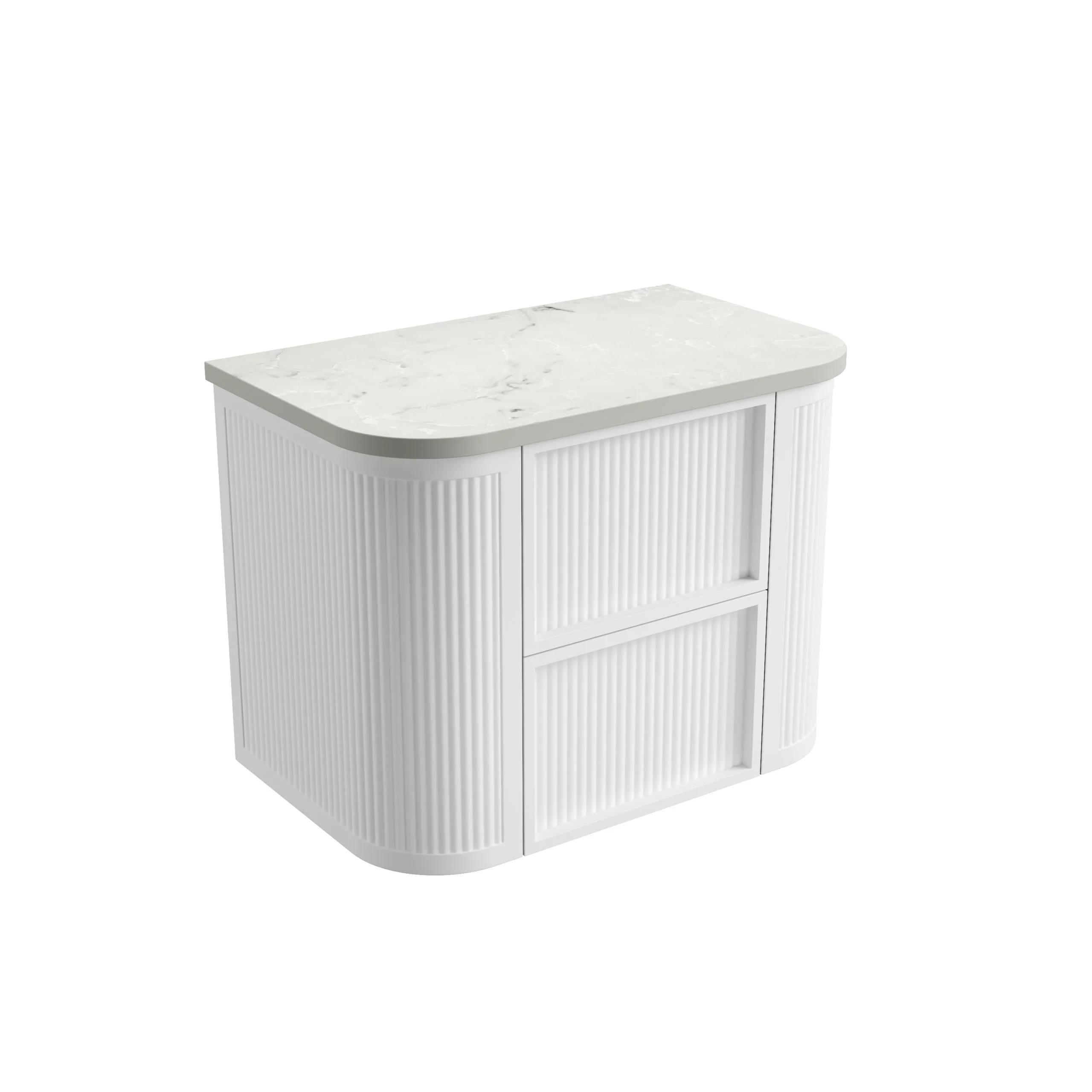 Ramee Fluted Wall Hung 750mm Matte White Cabinet