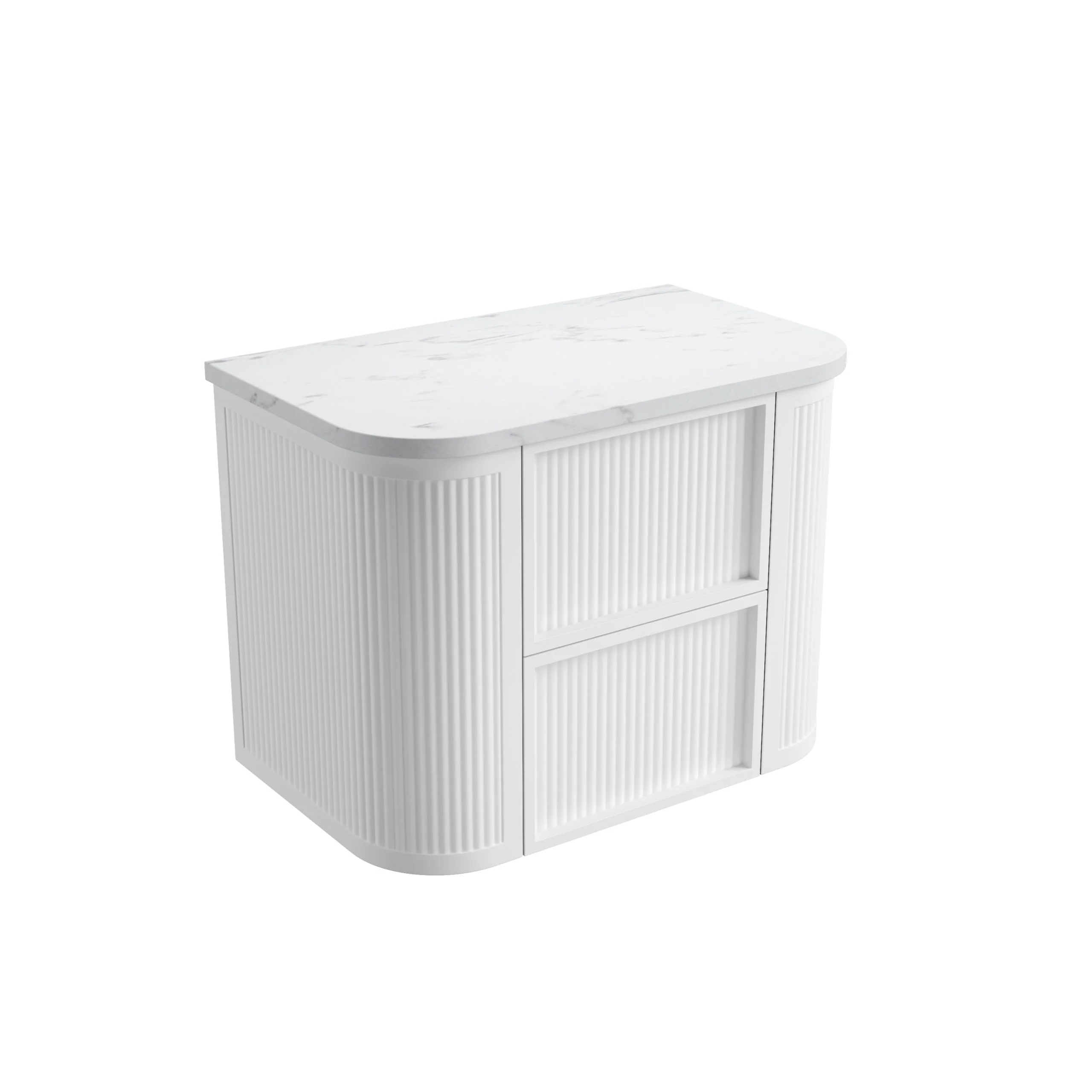 Ramee Fluted Wall Hung 750mm Matte White Cabinet