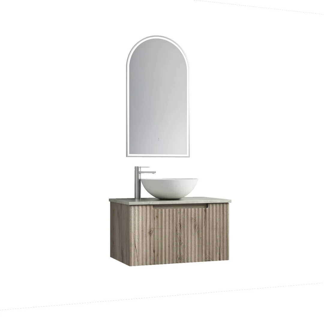 Ramee Fluted Wall Hung 750mm Matte White Cabinet