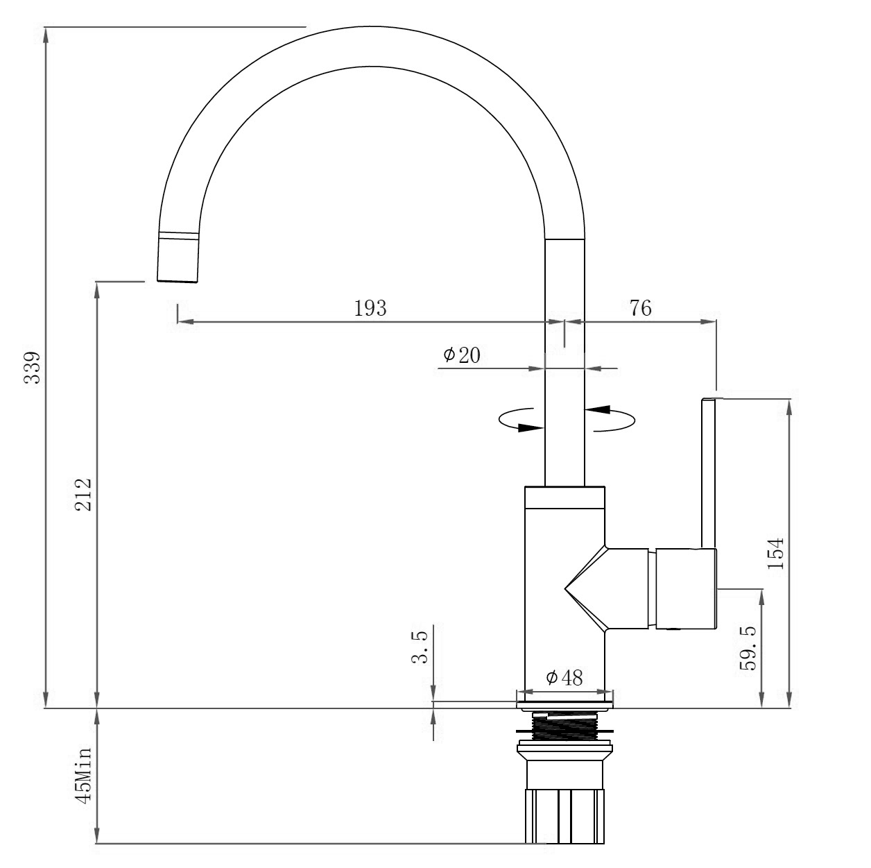 Vetto Kitchen Sink Mixer Brushed Nickel