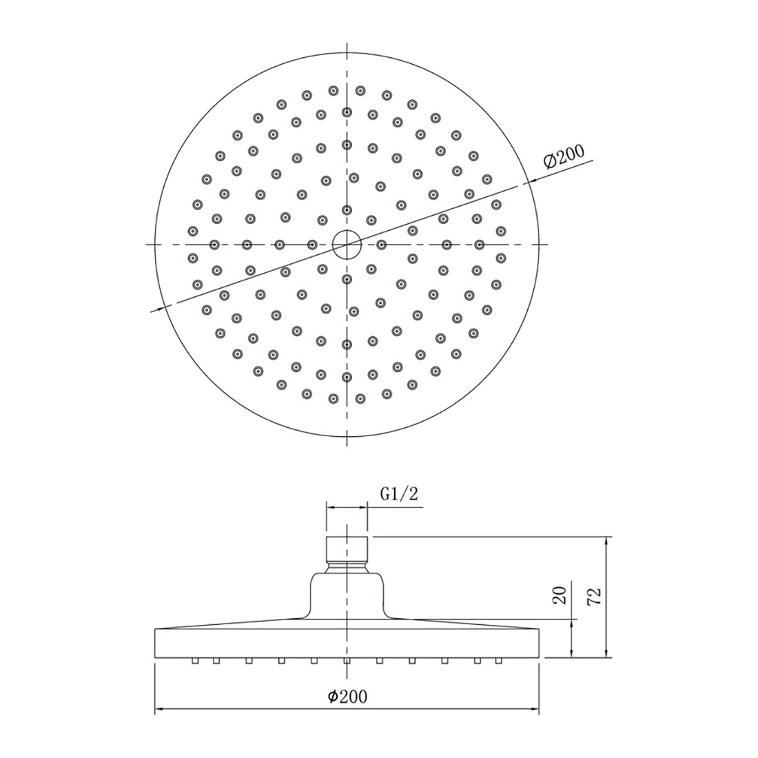 Otus Shower Head 200mm
