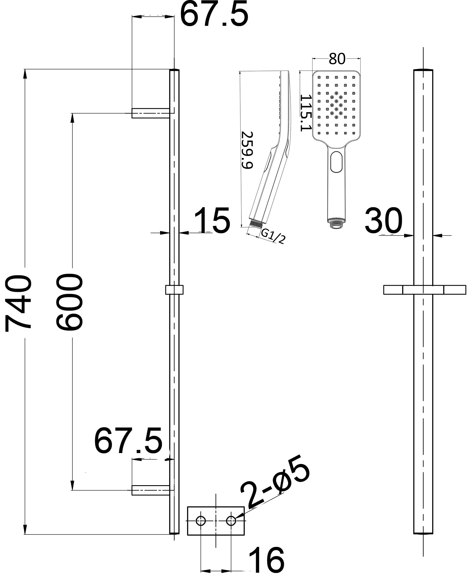 Eden Rail Shower Chrome