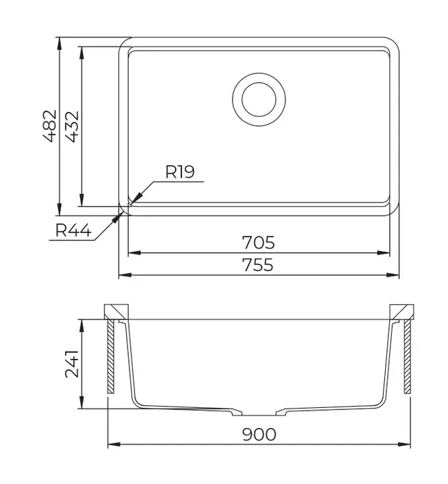 Inspire Granite Kitchen  Sink 755x480 White
